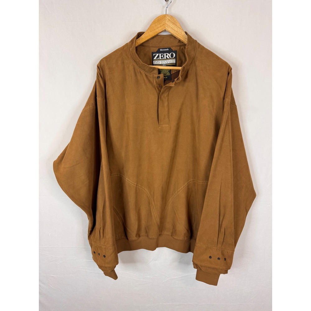 Zero Restriction Mens XL Microsuede Golf Outerwear Pullover‎ Brown 4092A